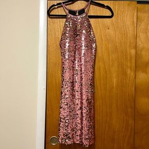 Sequin Hearts Pink Cocktail Dress